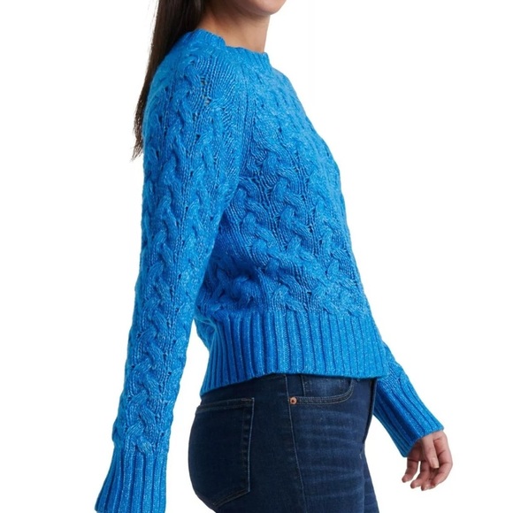Lucky Brand Quinn Cable Pullover Sweater in Princess Blue, Medium - Retail $99 - Picture 3 of 10